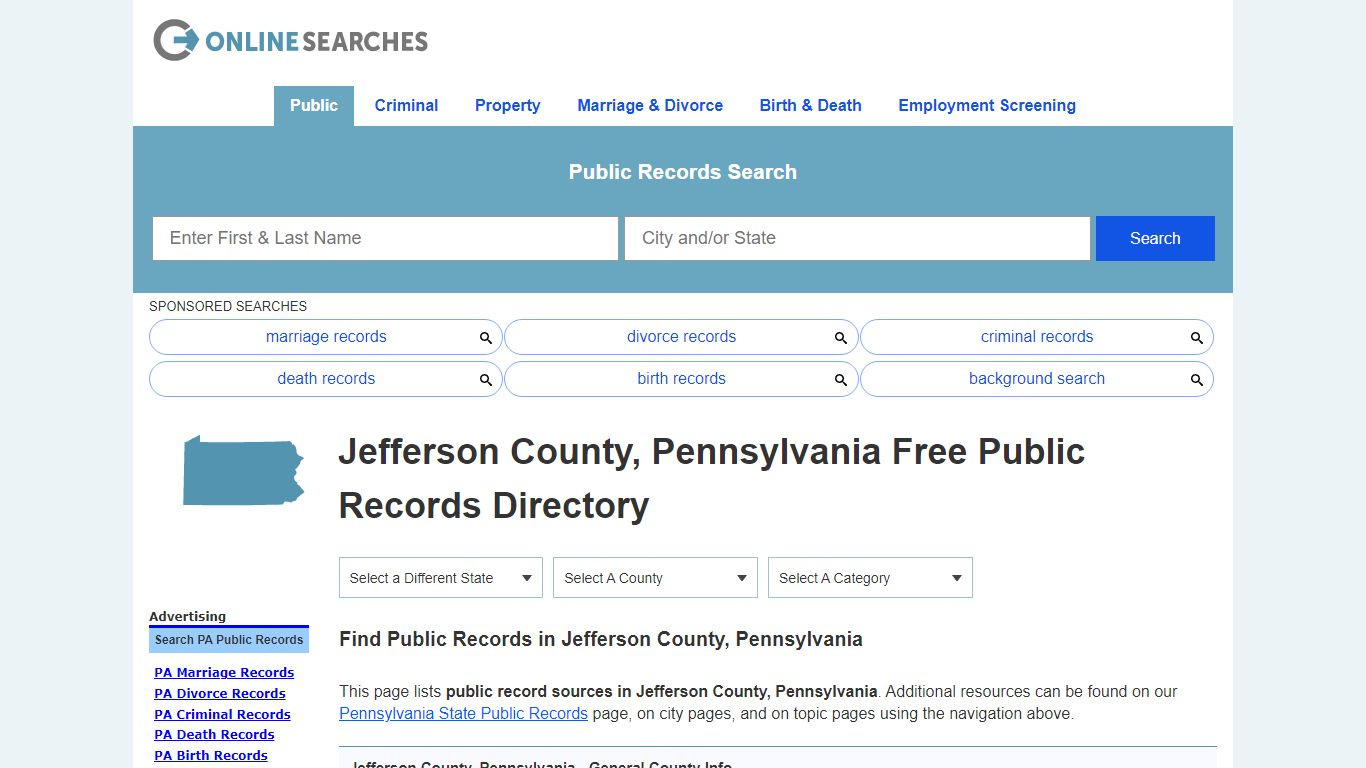 Jefferson County, Pennsylvania Public Records Directory