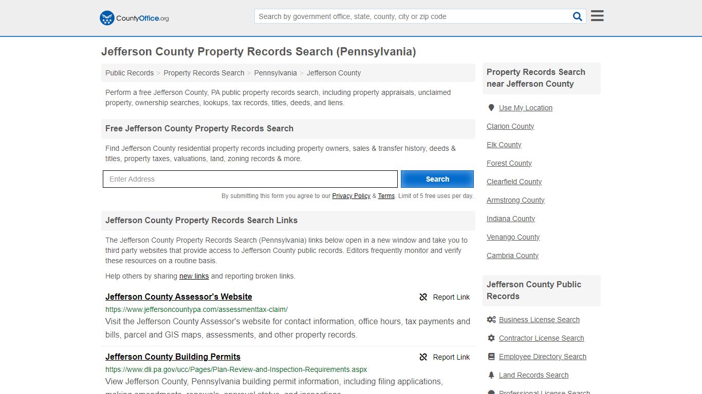 Jefferson County Property Records Search (Pennsylvania) - County Office