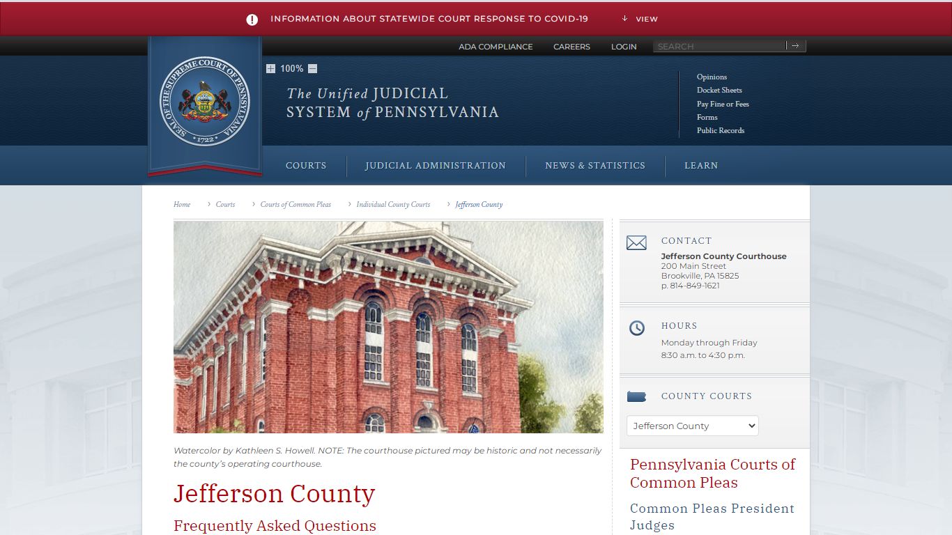 Jefferson County - Unified Judicial System of Pennsylvania